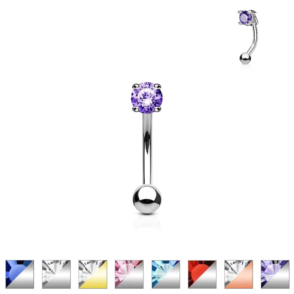 PREMIUM Forward-Facing Crystal Curved Barbell 16g