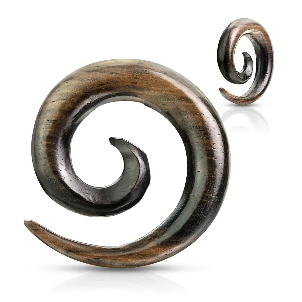 Striped Ebony Wood Spiral Tapers 8g – 1/2″