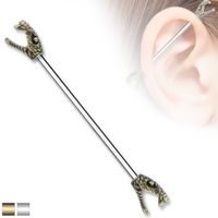PREMIUM Snake Heads Industrial Barbell 14g