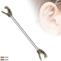 PREMIUM Snake Heads Industrial Barbell 14g