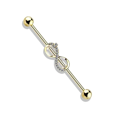 PREMIUM Crystal Infinity Sign Industrial Barbell 14g