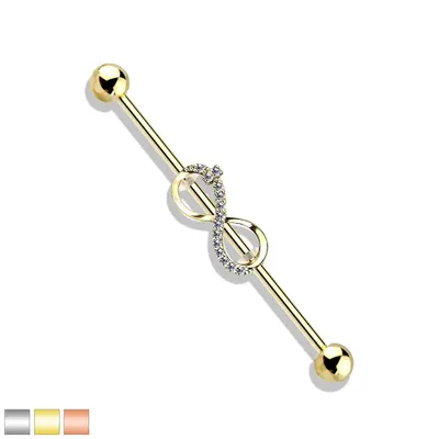 PREMIUM Crystal Infinity Sign Industrial Barbell 14g