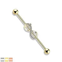 PREMIUM Crystal Infinity Sign Industrial Barbell 14g