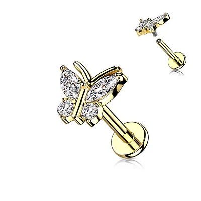 PREMIUM Crystal Butterfly Labret 16g