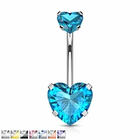 PREMIUM Heart Crystal Navel Barbell 14g