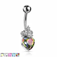 Crowned Heart Belly Barbell 14g