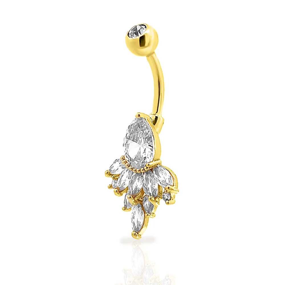 Marquise Teardrop Belly Button Ring 14g