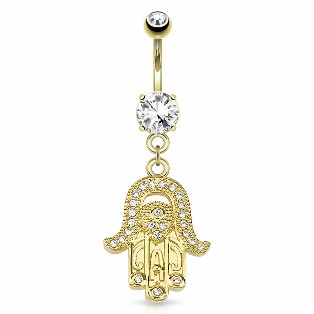 Hamsa Jewelled Navel Dangle 14g