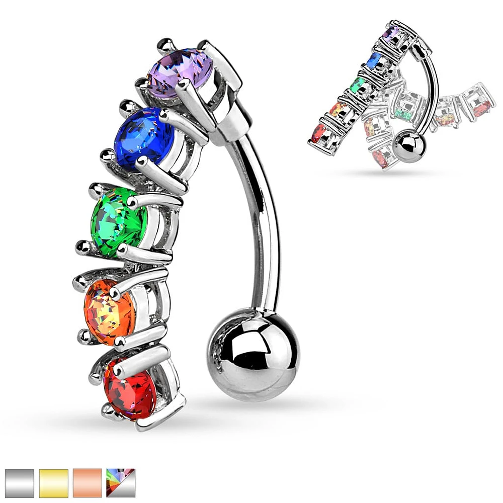 5 Crystal Inverted Navel Dangle 14g