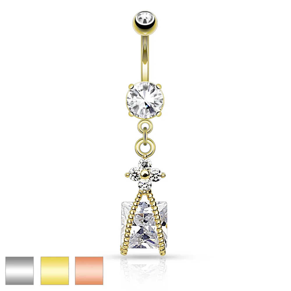 Wrapped Square Crystal Navel Dangle 14g