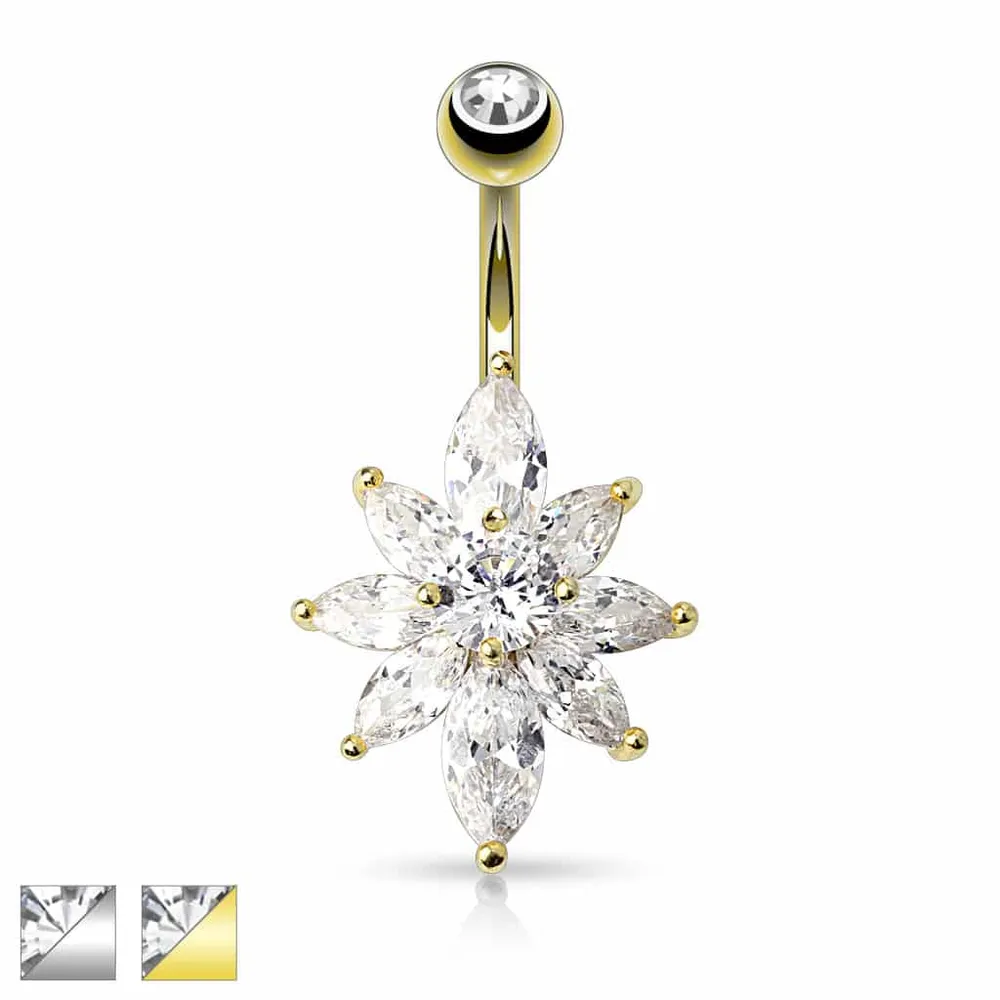 Marquise Cluster Navel Barbell 14g