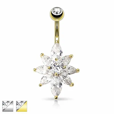 Marquise Cluster Belly Barbell 14g