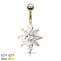 Marquise Cluster Navel Barbell 14g