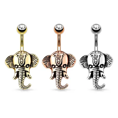 Elephant Face Belly Barbell 14g