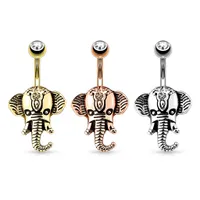 Elephant Face Navel Barbell 14g