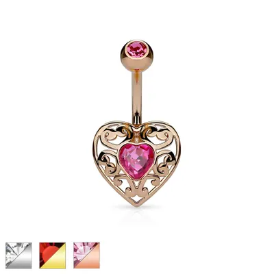 Filigree Heart Navel Barbell 14g