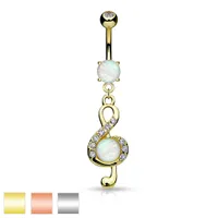 Treble Clef + Opal Navel Dangle 14g