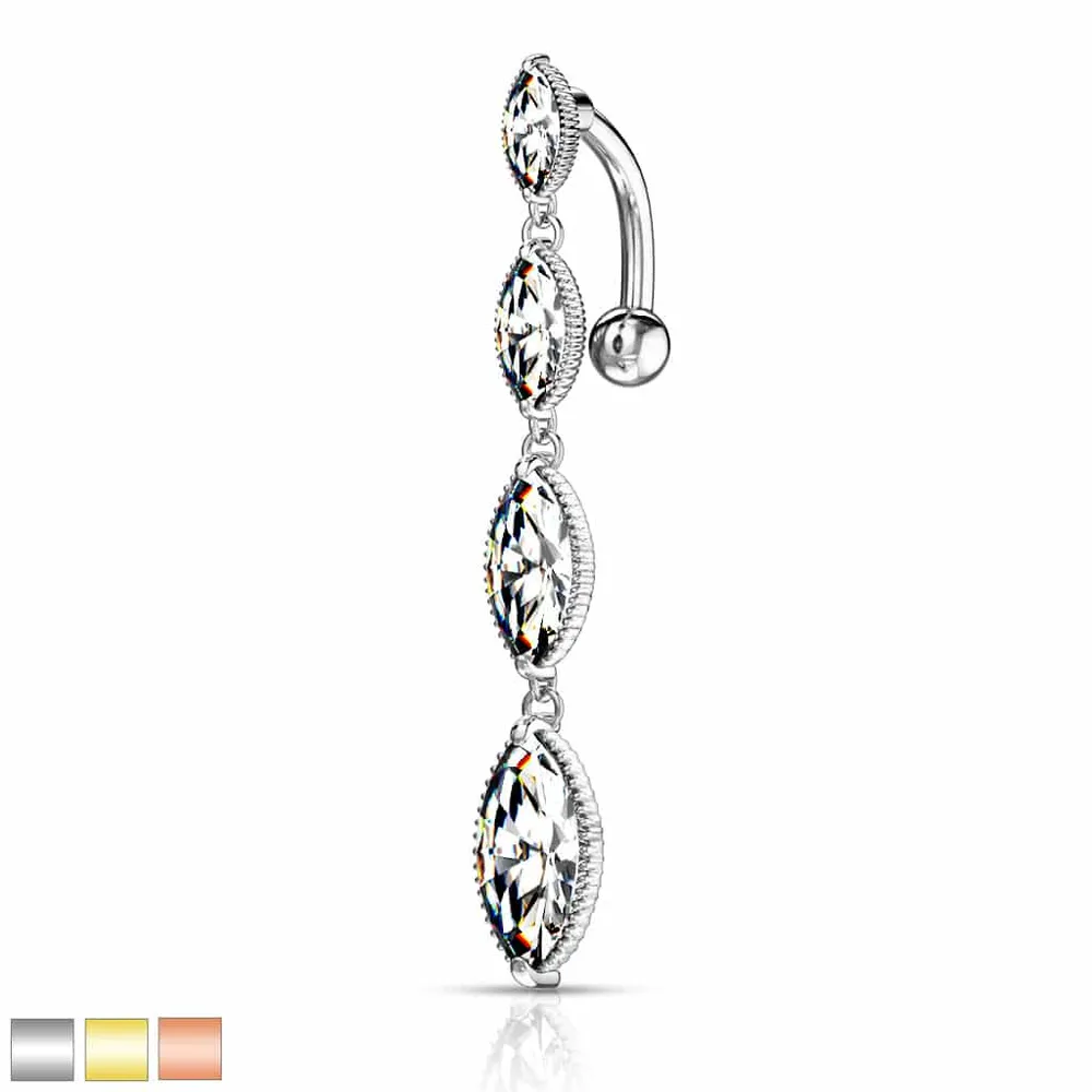 Tiered Oval Inverted Navel Dangle 14g