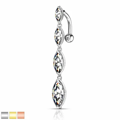 Tiered Oval Inverted Belly Dangle 14g