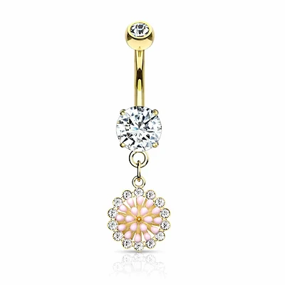 Pink Cherry Blossom Navel Dangle 14g