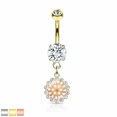 Pink Cherry Blossom Navel Dangle 14g