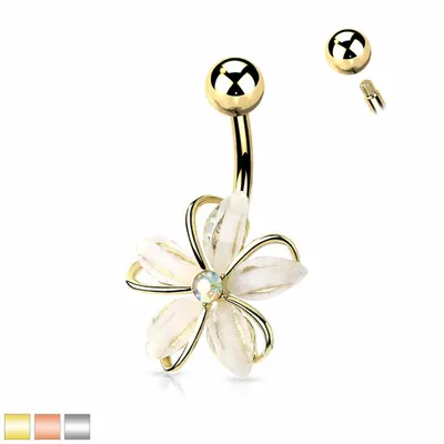 Wrapped Flower Navel Barbell 14g