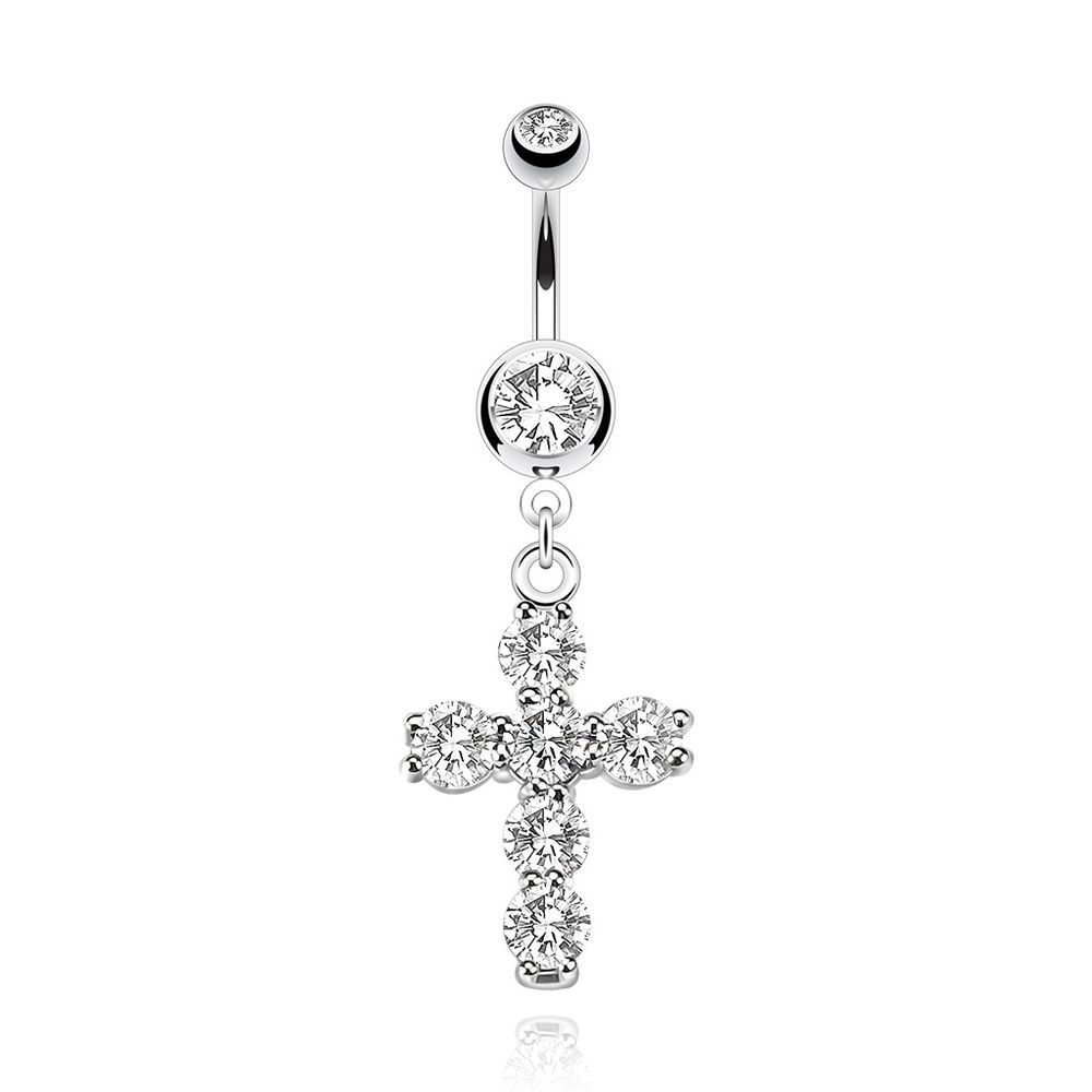 Claw-Set Cross Navel Dangle 14g