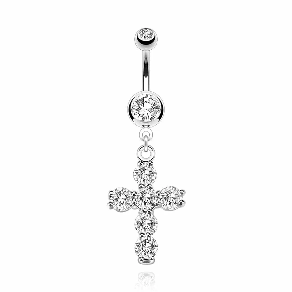 Claw-Set Cross Navel Dangle 14g