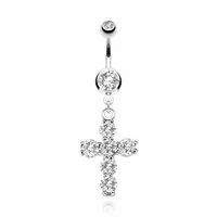 Claw-Set Cross Navel Dangle 14g