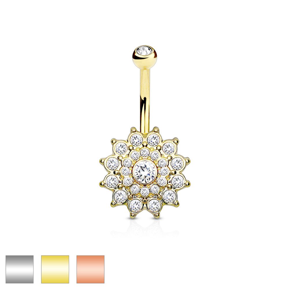 Multi-Jewel Flower Navel Barbell 14g