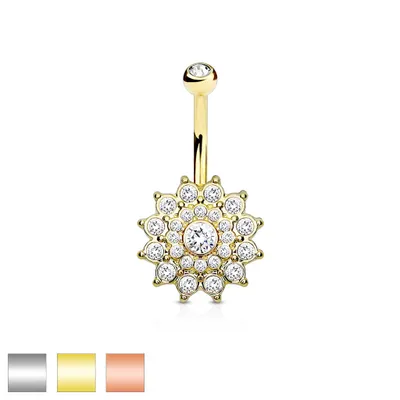 Multi-Jewel Flower Belly Barbell 14g