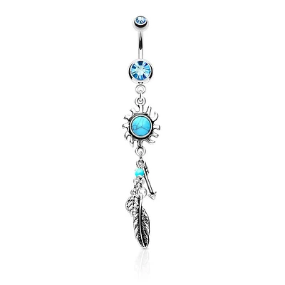 Turquoise Sun Navel Dangle 14g