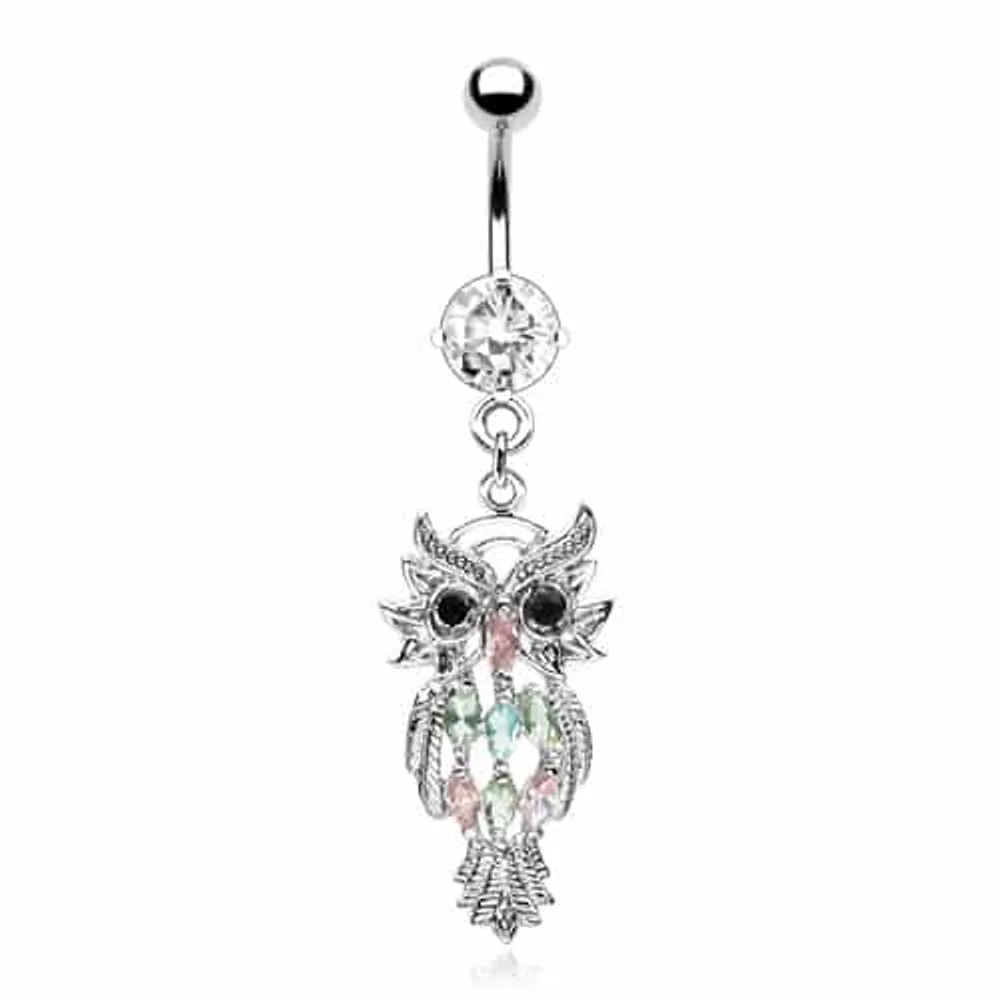 Colourful Owl Navel Dangle 14g