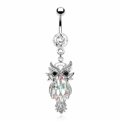 Colourful Owl Navel Dangle 14g