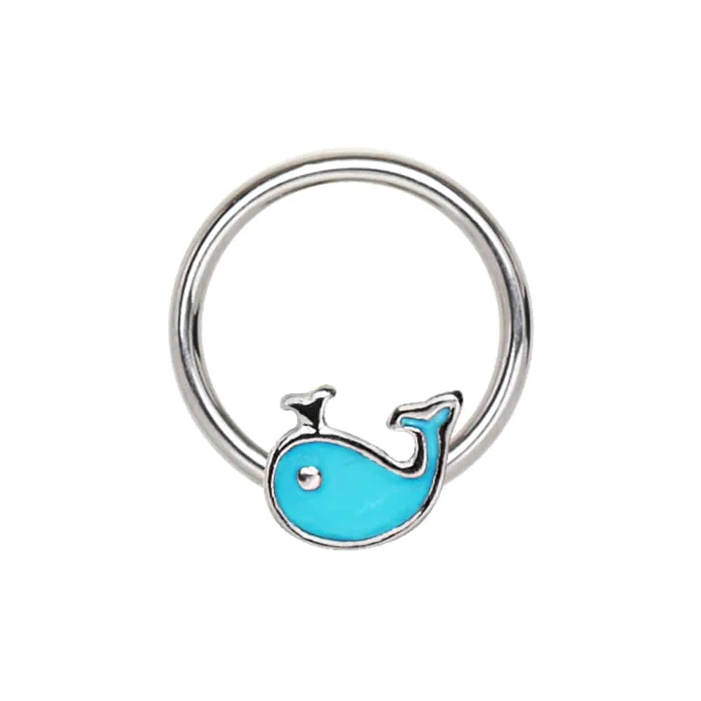 Whale Captive Bead Ring 16g