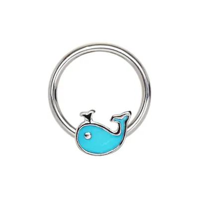 Whale Captive Bead Ring 16g