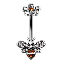 Jewelled Bee Navel Barbell 14g