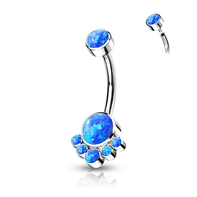 PREMIUM Titanium Dotwork Opal Navel Barbell 14g