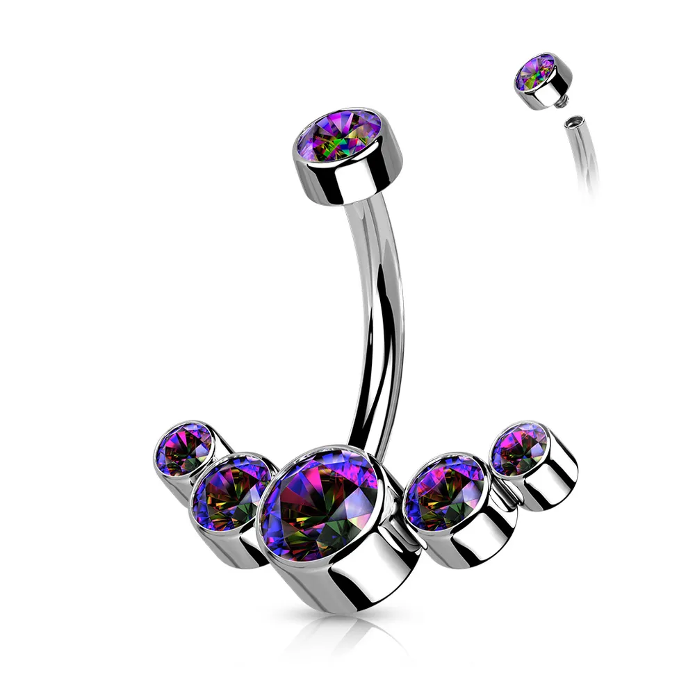 PREMIUM Titanium Crystal Rim Navel Barbell 14g