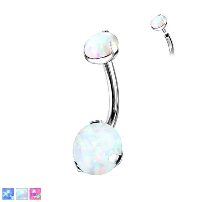 PREMIUM Claw-set Opal Belly Barbell 14g