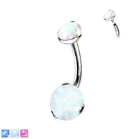 PREMIUM Titanium Claw-set Opal Navel Barbell 14g