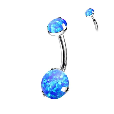 PREMIUM Titanium Claw-set Opal Navel Barbell 14g