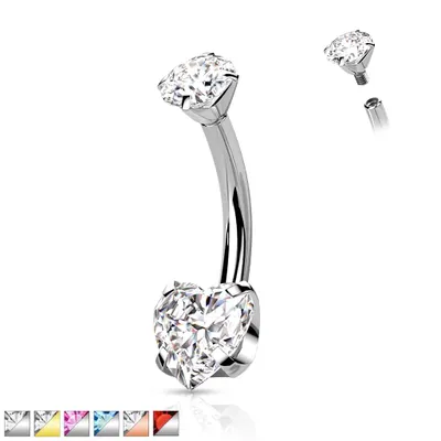 PREMIUM Titanium Heart Crystal Belly 14g