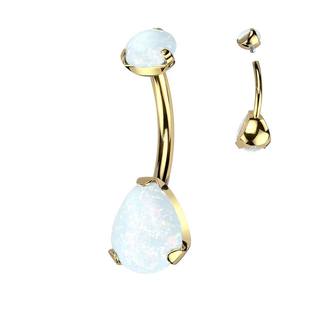 PREMIUM Titanium Almond Opal Navel Barbell 14g