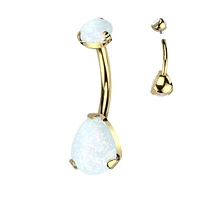 PREMIUM Titanium Almond Opal Navel Barbell 14g