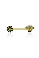 Bee and Flower Nipple Barbell 14g