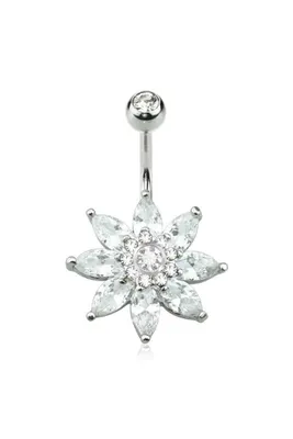 Marquise Flower Navel Barbell 14g