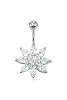 Marquise Flower Navel Barbell 14g
