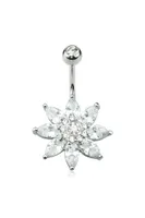 Marquise Flower Navel Barbell 14g