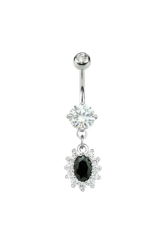 Black Crystal Halo Navel Dangle 14g